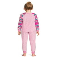 Trolls Girls Velur GOUR GELOR AND PANT PIJAMA SET, 2 PISENE, Veličine 4-12