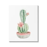 Minimalistički kaktus u Saksiji s ružičastim cvijetom ilustracija Galerije slika-omotano platno za zidnu umjetnost,