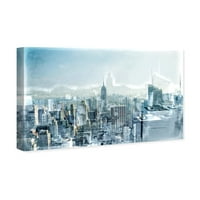Wynwood Studio Cities and Skylines Wall Art Canvas Otisci 'Jutro u gradu' gradovi Sjedinjenih Država - siva, plava