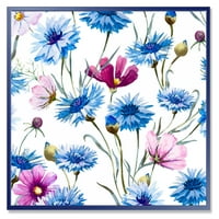 DesignArt 'Pink and Blue Wild Cornflowers' tradicionalno uokvireno platno zidne umjetničke ispis