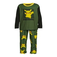 2-dijelni komplet pidžame s uzorkom od flisa s dugim rukavima za dječake Pokemon, veličine 4-16