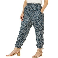 Jedinstveni prijedlozi, ženske Ležerne hlače s rastezljivim cvjetnim printom i visokim strukom za opuštanje