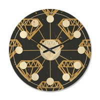 Dizajnerski moderni drveni zidni sat sredinom stoljeća s tradicionalnim zlatnim dijamantima