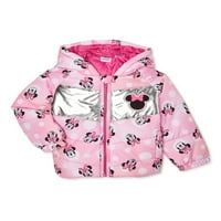 Minnie Mouse Toddler Girl Puffer jakna, veličine 2T-5T