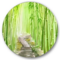 DesignArt 'Put u zelenoj bambusovoj šumi' Tradicionalna metalna zidna umjetnost kruga - disk od 36