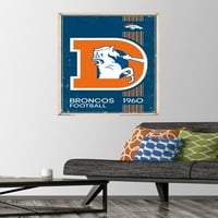 Denver Broncos - plakat zida retro logotipa s push igle, 22.375 34