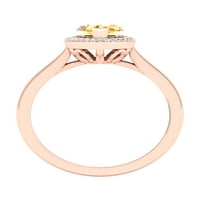 Carski dragi kamen ružičasto zlato 10K rezano markizom CITRINSKI dijamantni prsten