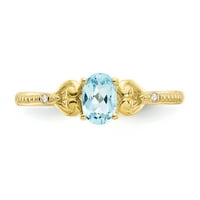 Plavi Švicarski topaz dijamantni prsten od žutog karatnog zlata