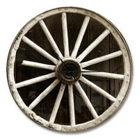 DesignArt 'Sepia Country Wagon Wheel Clock' Zidni sat seoske kuće