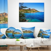 DesignArt Esterel Rocks plaža obala plave u plavoj boji - jastuk za bacanje morske obale - 18x18