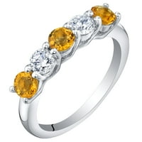 okrugli prsten sa žutim citrinom težine 0. Karat od čistog srebra