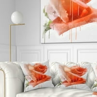 Designart crvena ruža slika s prskanjima - jastuk cvjetnog bacanja - 18x18