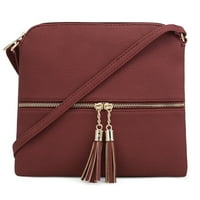 Delusity lagana srednja dama crossbody torba s rezom vina