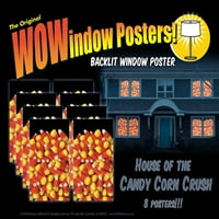 WOWINDOW PLAKTI KUĆA CANDY CORN CRUSH Halloween Dekoracija prozora Osam 34,5 ”x60 “ plakati s osvjetljenjem