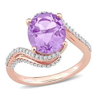 Donje prsten Miabella s dijamantom T. G. W. ovalnog rez Rose de France i dragulj T. W. od ružičastog zlata 14 karata
