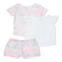 Majica za bebe i djevojčice, gornji dio rukava i kratke hlače, Komplet odjeće od 3 komada