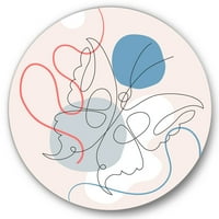 DesignArt 'Butterfly s jednim crtežnim crtežom na kubizmom oblika I' Moderni krug metalne zidne umjetnosti - disk