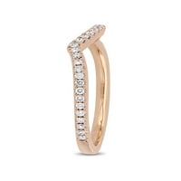 Zakrivljeni zaručnički prsten od ružičastog zlata s dijamantom od 14 karata