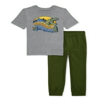 Djeca iz Ganimals Boys Great Dino majice s kratkim rukavima i jogeri, dvodijelni odjevni set, veličine 4-10