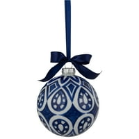 4 bijeli i plavi mozaik stakleni ukras za božićnu kuglu