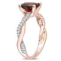Zaručnički prsten od 1 karatnog granata i 1 karatnog dijamanta od ružičastog zlata od 14 karata