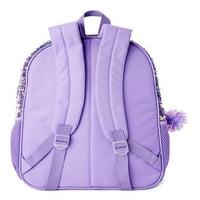 Ograničeni ruksak za djevojčice s ljubičastim šljokicama i torbom za ručak