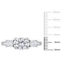 2- Carat T.G.W. Moissanite 10k bijelo zlato zaručnički prsten od 3 kamena