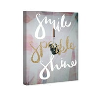 Wynwood Studio tipografija i citati zidne umjetničke platnene otiske 'Smile Sparkle Shine' Inspirativni citati i